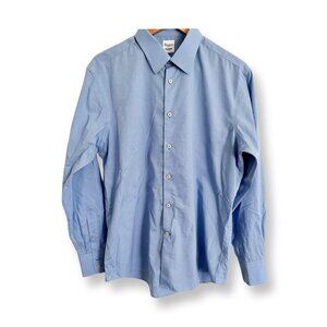 CAMICISSIMA Milano Mens Dress Shirt Long Sleeves Regular Cotton Blue Check Sz 41